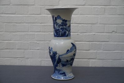 A Chinese blue and white yenyen 'river landscape' vase, Kangxi